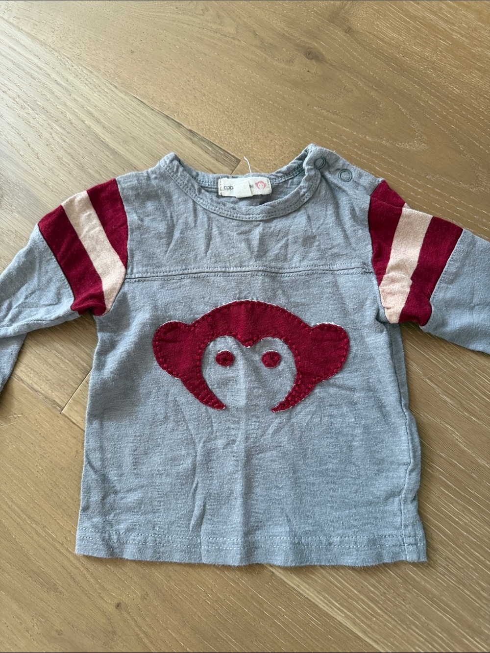 Appaman Gray Long-Sleeve Tee with Red Monkey Applique